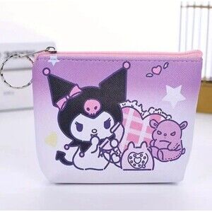 Purple‎ kuromi Zip Pouch, Keychain bag